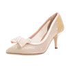 Mesh Polka Dot Bow Pumps - Pale Rose