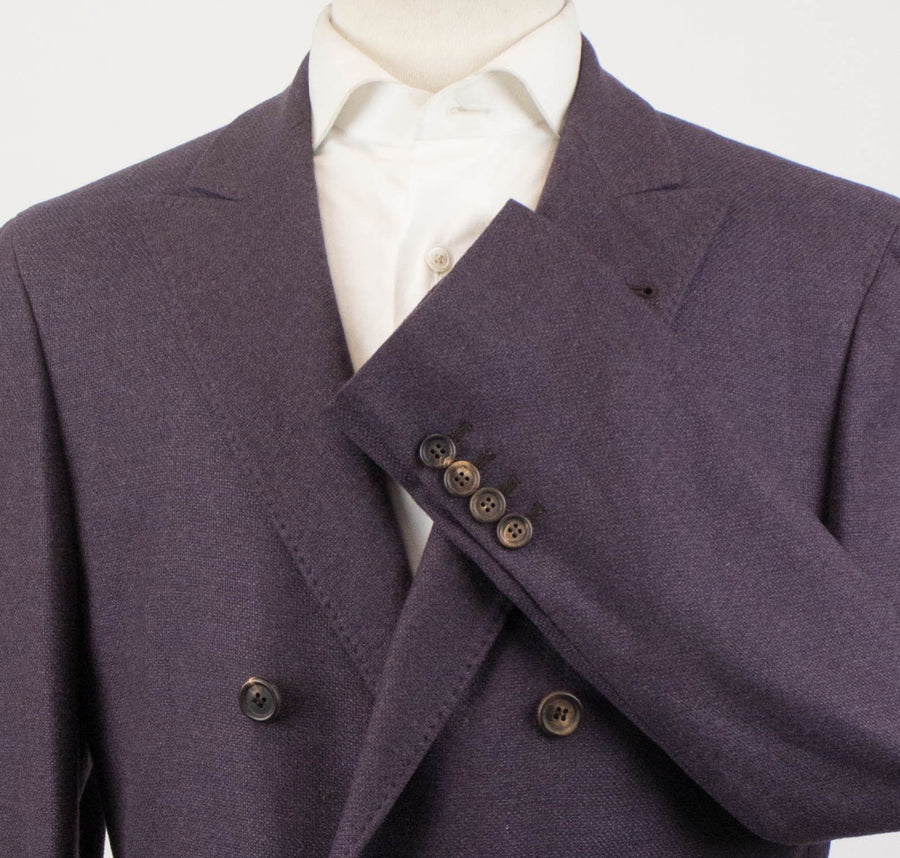 Cashmere Blend Double Breasted Sport Coat - Purple