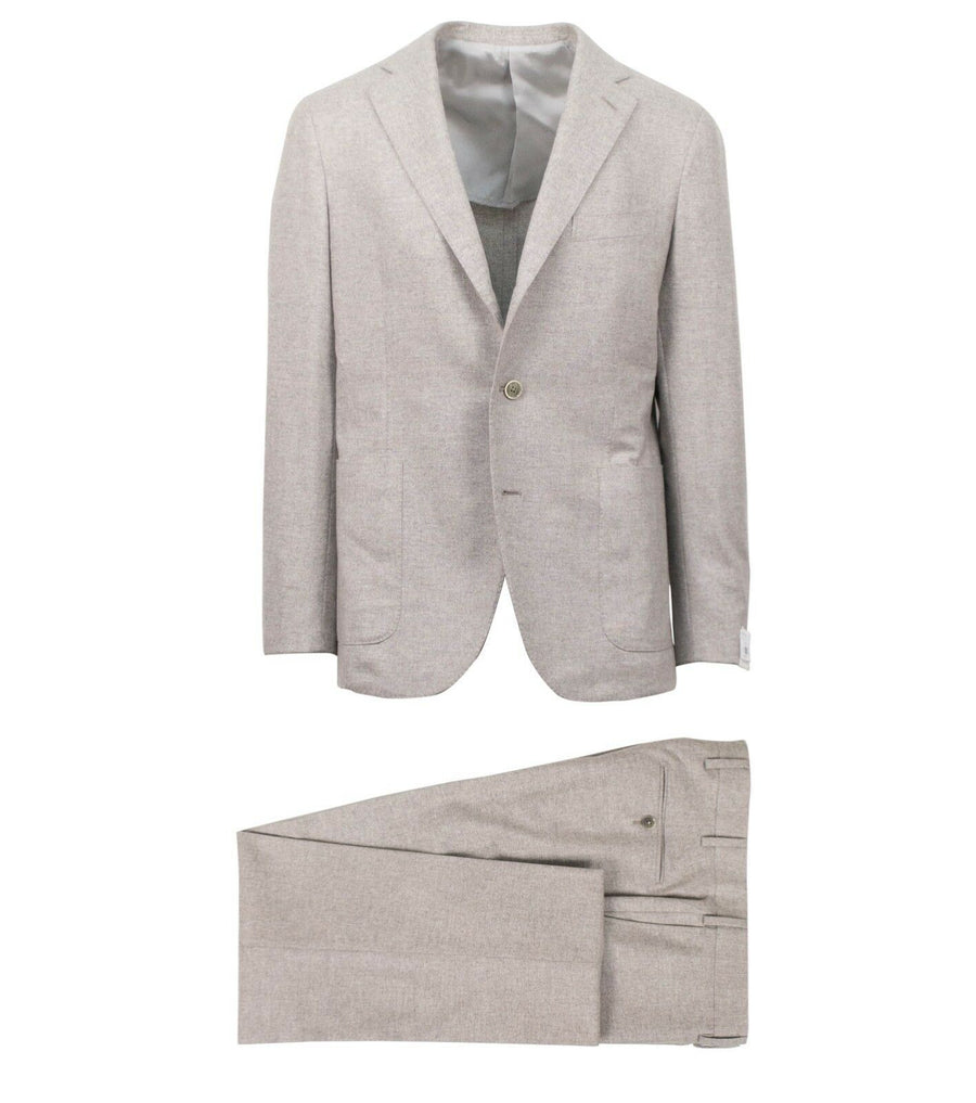 Drop 8 Wool Blend 3 Roll 2 Button Slim Fit Suit - Beige