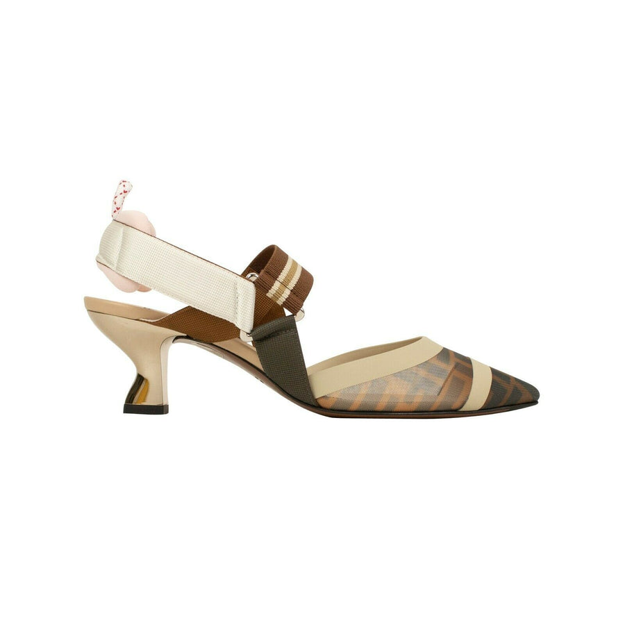 Colibri Runway Mesh FF Slingback Pumps Heels - Brown