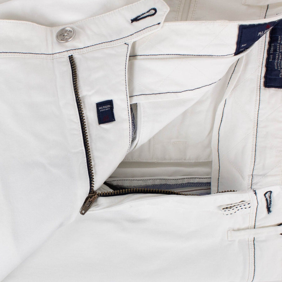 White Cotton Blend Pants