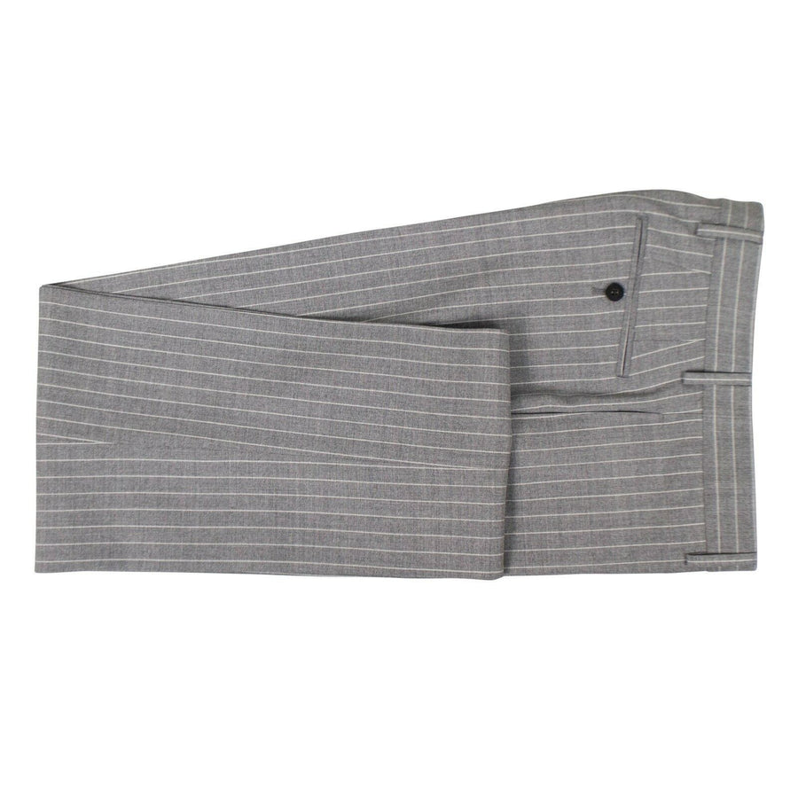 Drop 7 Striped Wool Double Breasted Slim/Trim Fit Suit - Gray