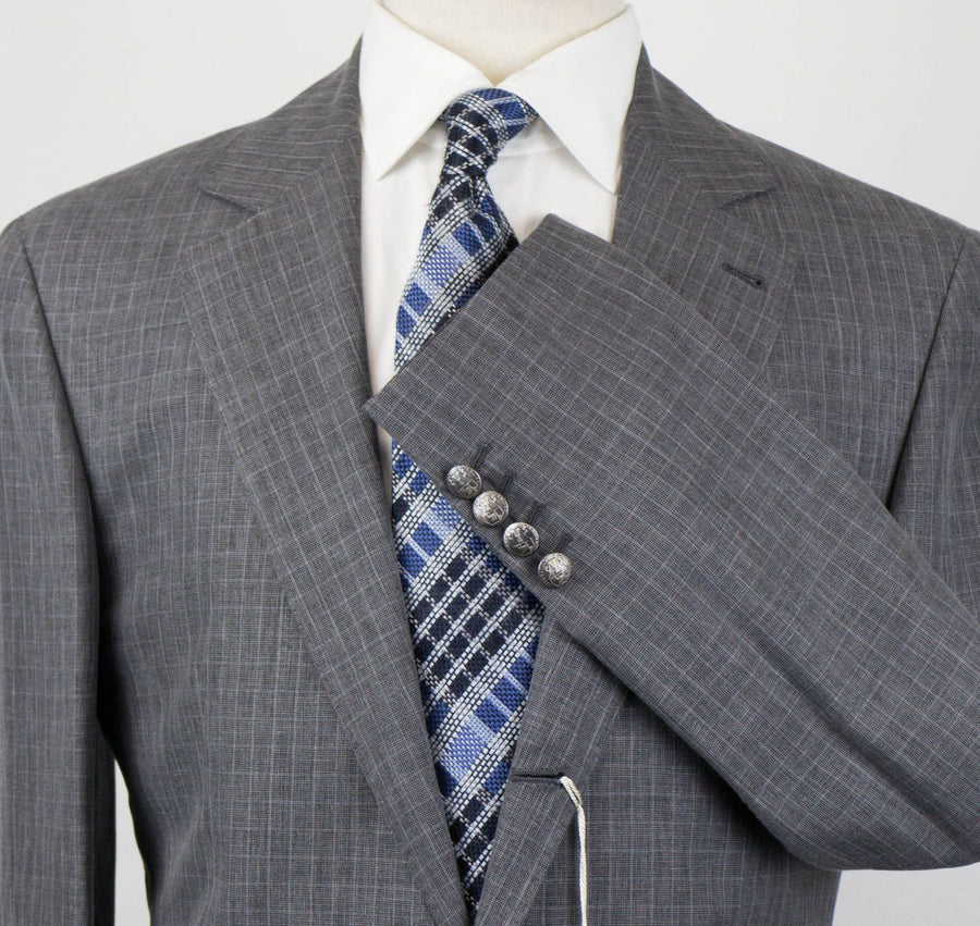 Wool Blend Check 3/2 Button Sport Coat - Gray
