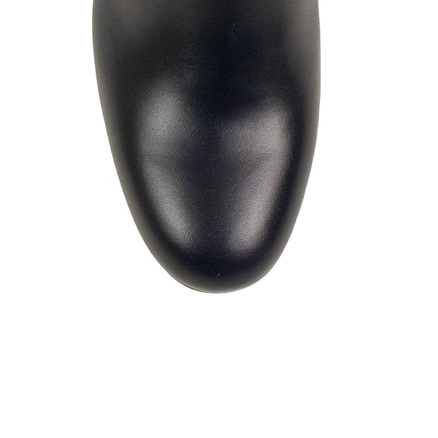 'Adox' 85mm Leather Boots Heels - Blue