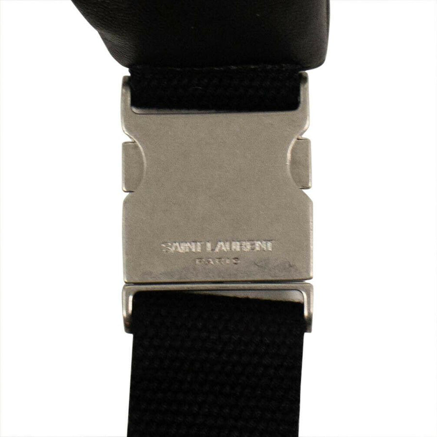 Leather Gem Stud Silver YSL Embellished Belt Bag - Black