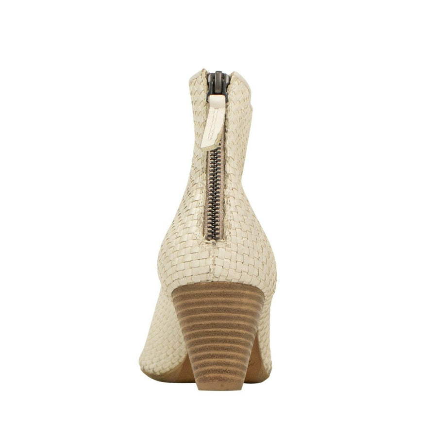 Open Toe Weaved Leather Boots - White