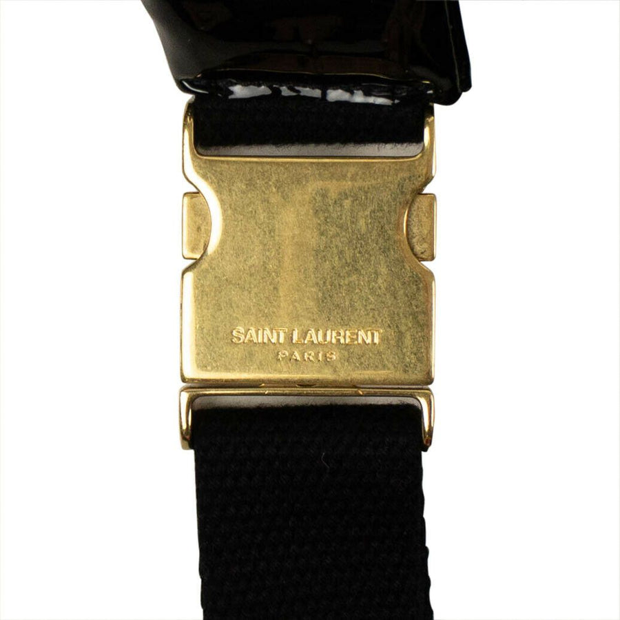 Patent Leather Gem Stud Embellished Belt Bag - Black