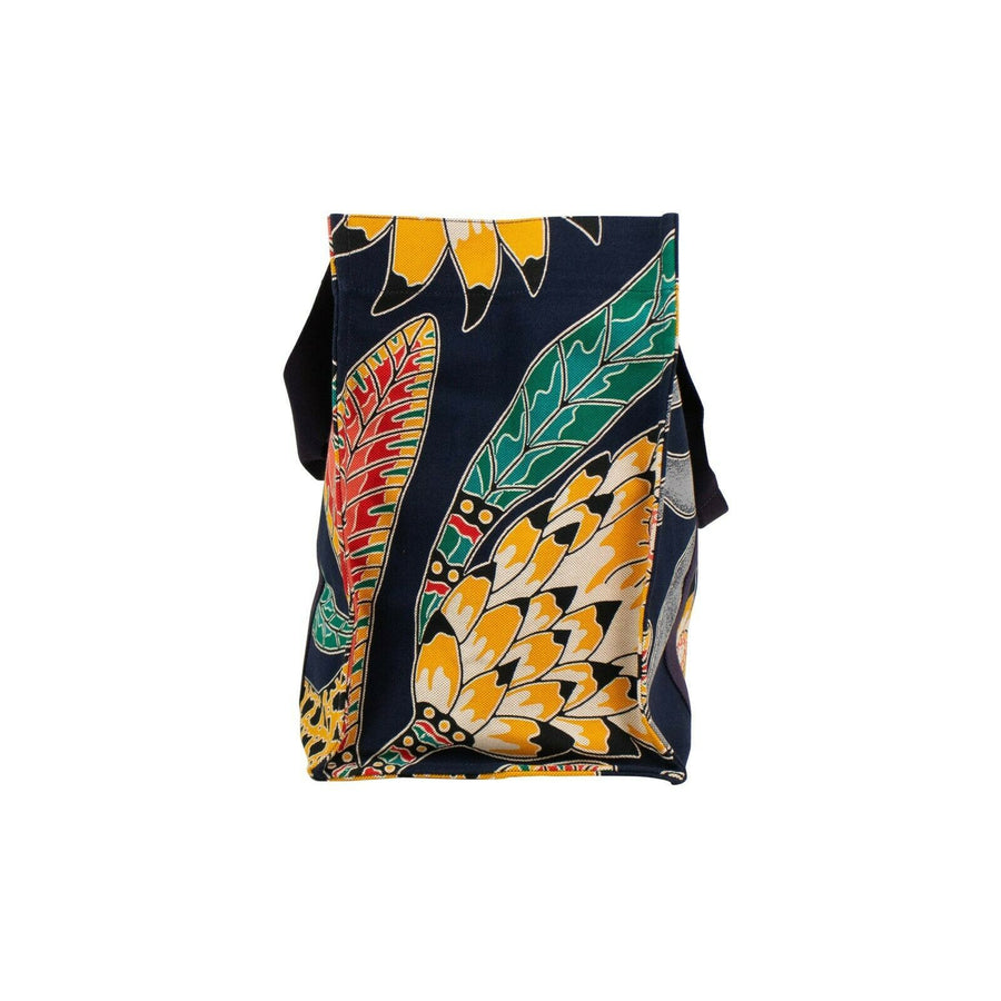 Cotton Printed Savana Dance Canvas Beach Bag - Navy