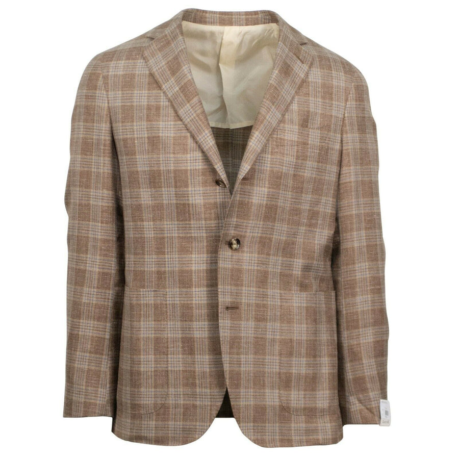 Drop 8 Plaid Wool Blend 3 Button Sport Coat - Brown
