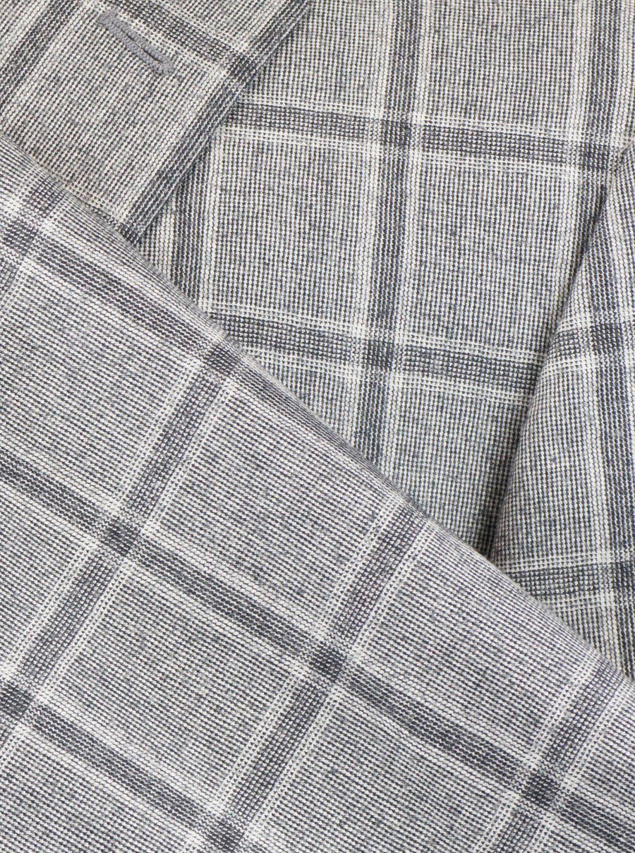 Windowpane Wool Super 160's 2 Button Suit - Gray