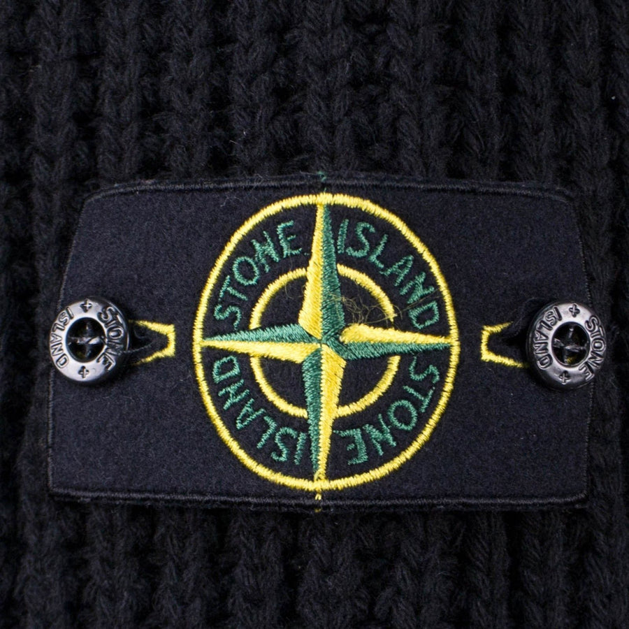 Black Knit With Hideaway Hood Cardigan Sweater