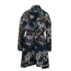 Floral And Owl Print Trench Coat - Navy