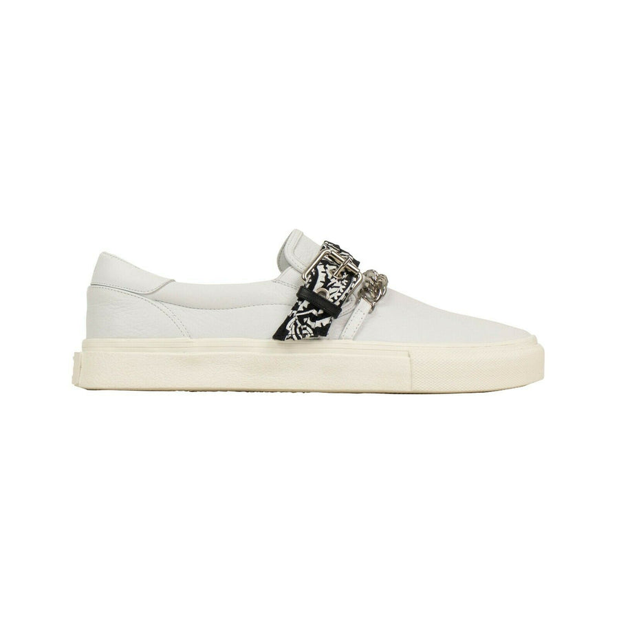 Leather Bandanna Slip On Sneakers  -White
