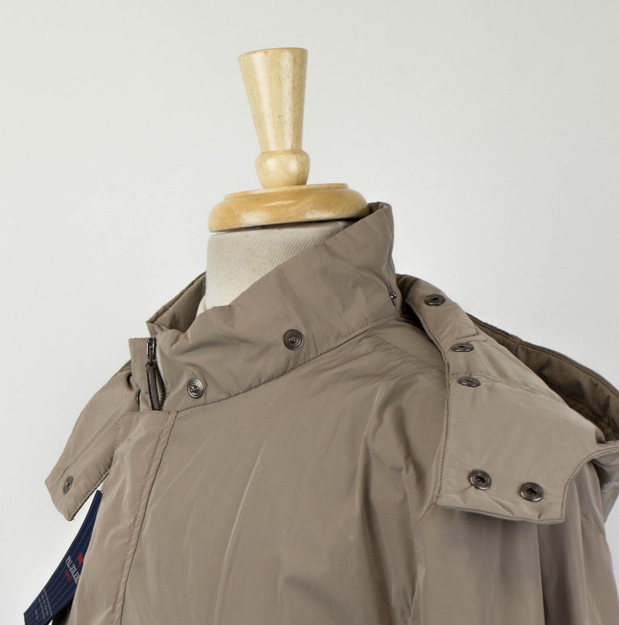 Polyester Hooded Trench Coat - Brown