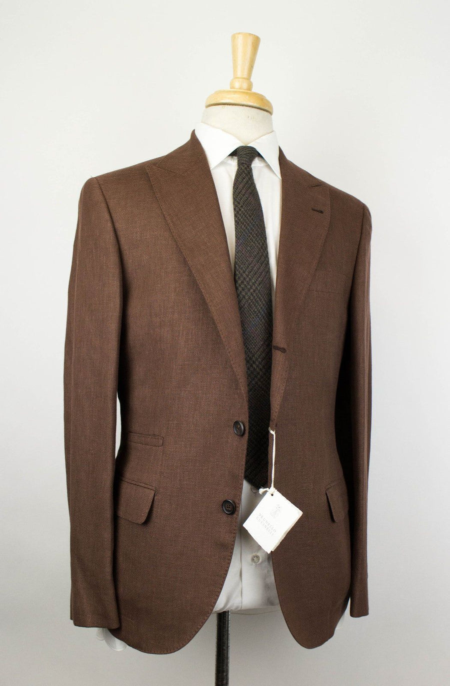 Wool Blend 3 Roll 2 Button Suit - Brown