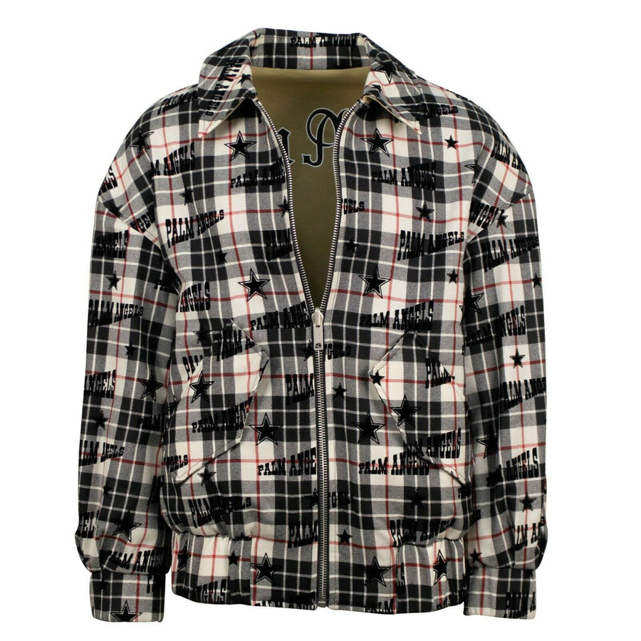 Reversible Plaid Harrington Jacket - Black / White / Tan