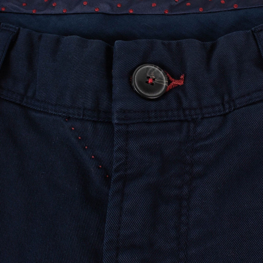 Navy Blue Cotton Blend Pants