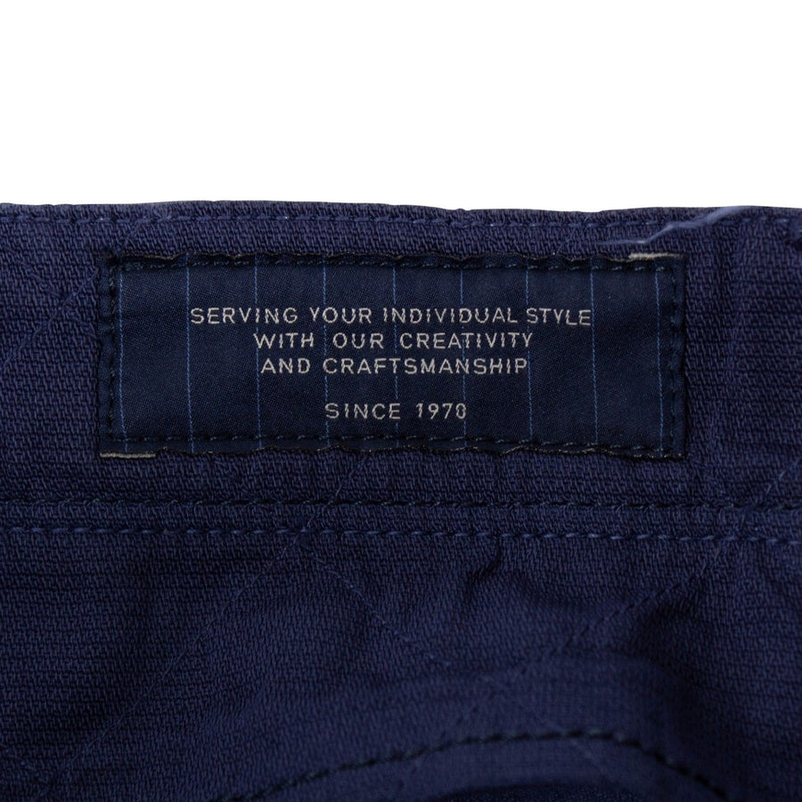 Blue Cotton Blend Pants