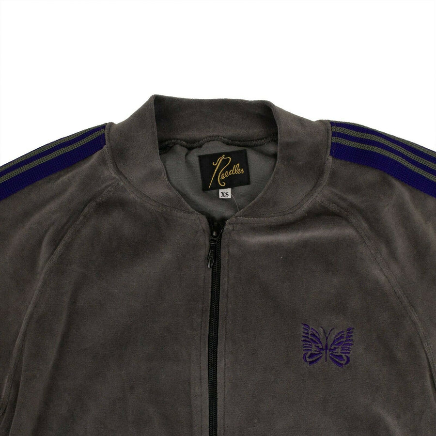 Velour Side Striped Track Jacket - Gray