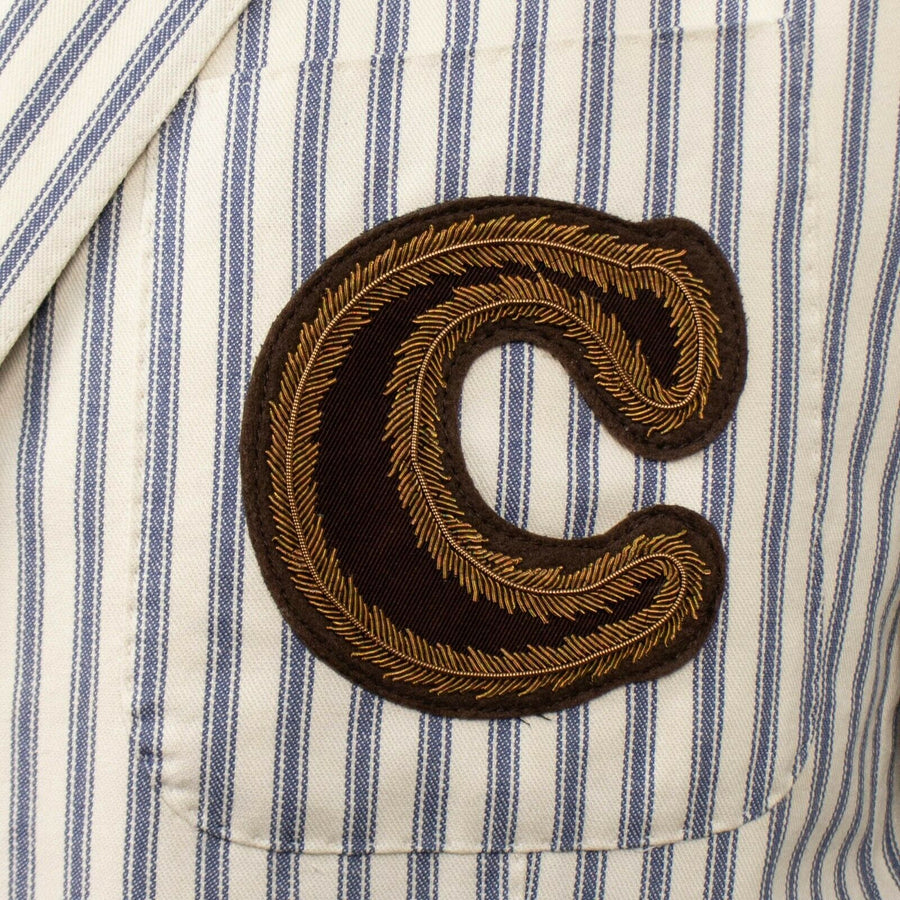 Drop 8 Striped Cotton 3 Roll 2 Button Sport Coat - Beige