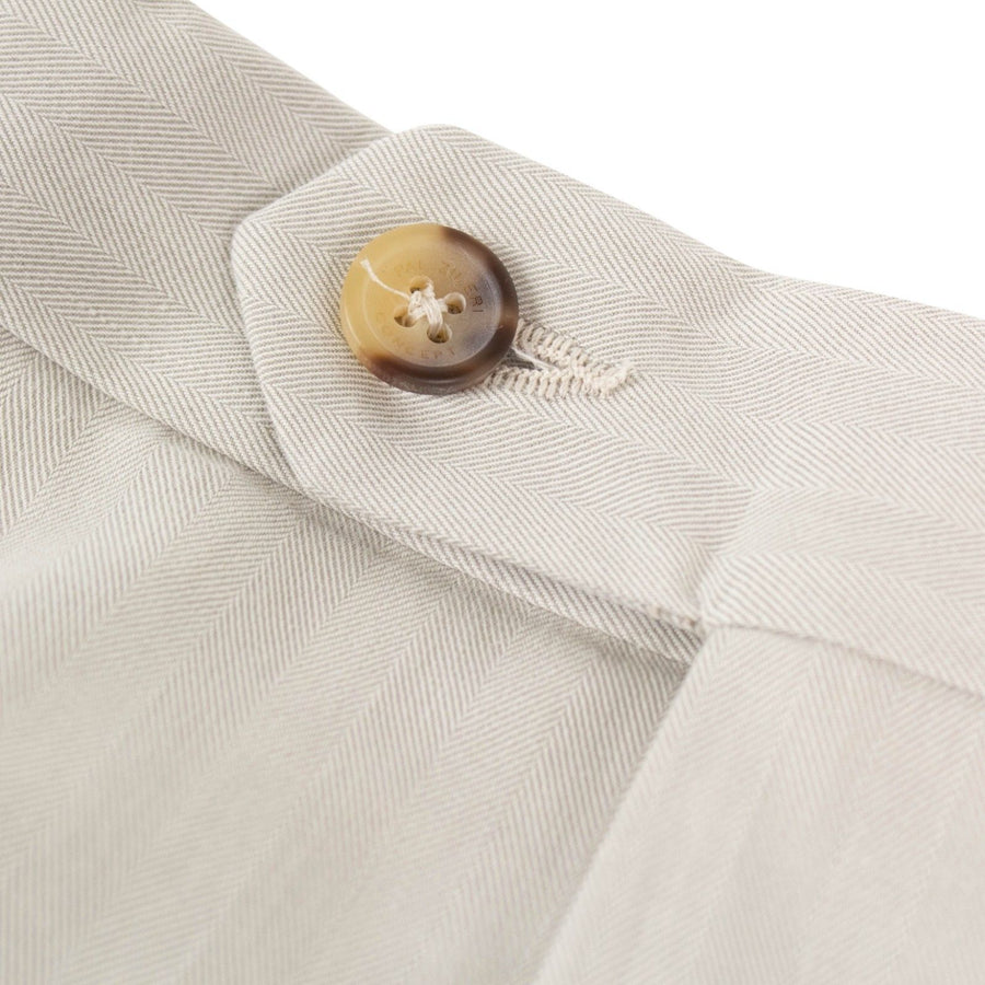 Beige Striped Cotton Dress Pants