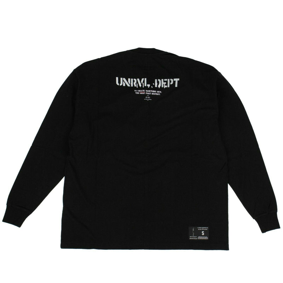 Cotton Back Print Long Sleeve T-Shirt - Black