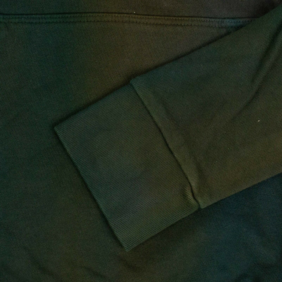 Layered French Terry Nylon Hoodie Sweatshirt - Green