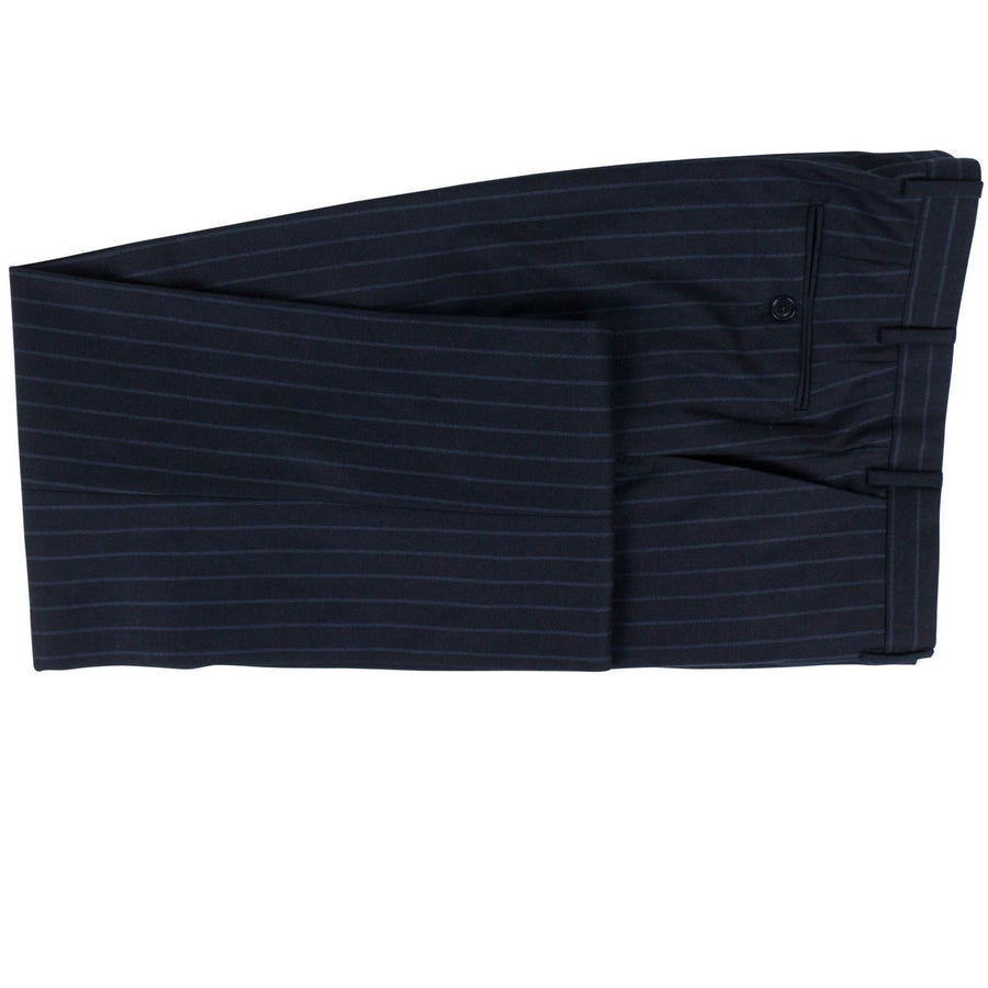 Drop 7 Striped Wool Two Button Suit - Navy