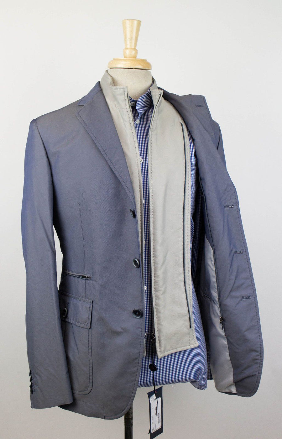 Nylon Blend Trench Coat - Gray