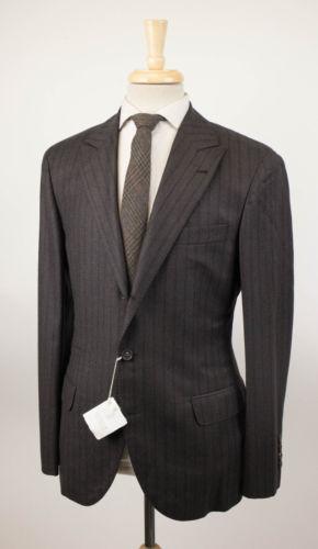 Subtle Stripe Wool 3/2 Button Suit - Brown
