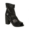 Open Toe Leather Ankle Boots - Black