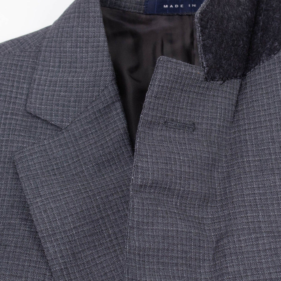 Drop 6 Micro Graph Checked Wool Two Button Three Peice Suit - Gray