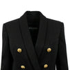Metallic Wool Double Breasted Blazer - Black