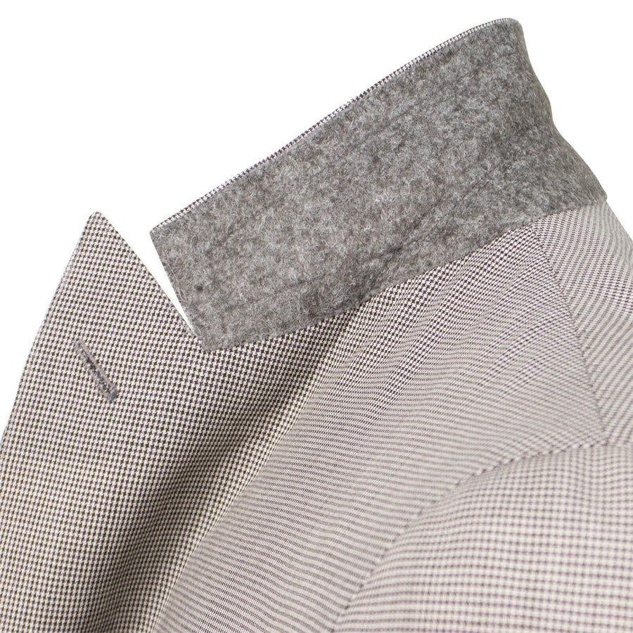 Drop 8 Houndstooth Wool 3 Roll 2 Button Slim Fit Suit - Brown