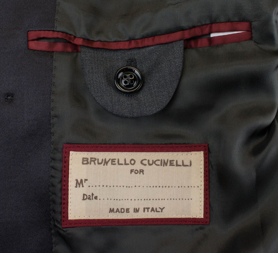 Wool Blend Satin Trim DB Tuxedo Suit - Gray