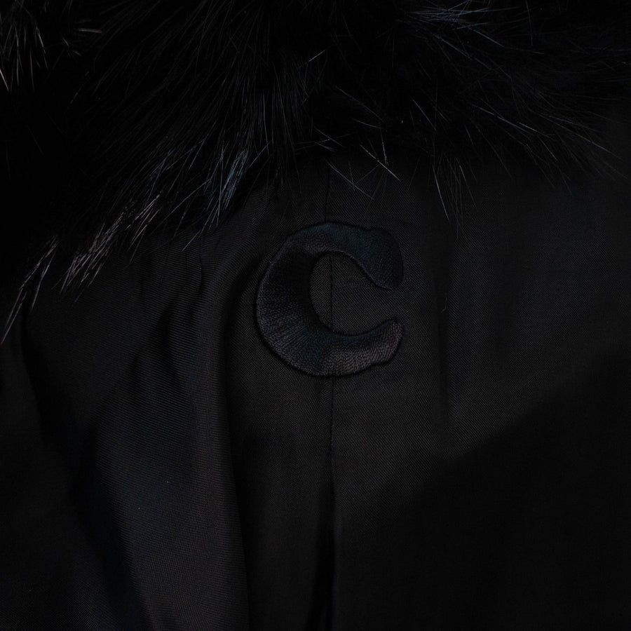 Caruso Cashmere Fur Collar Coat - Black