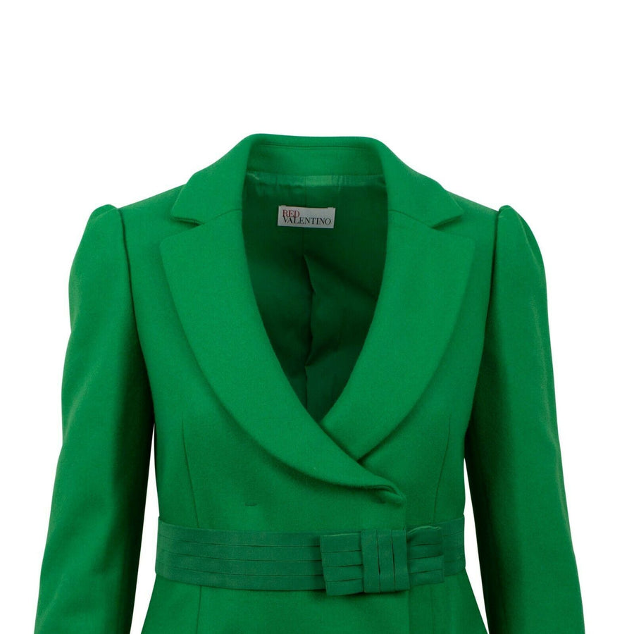 Wool Trench Coat With Bow - Green