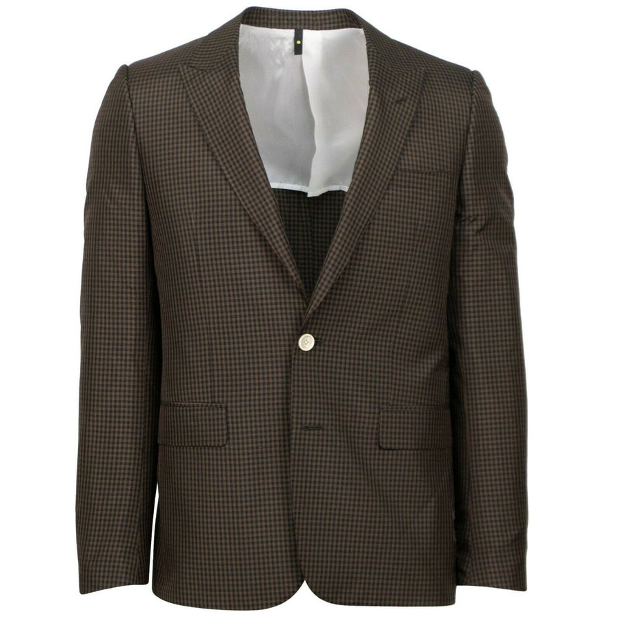 Drop 10 Gingham Check Silk 2 Button Sport Coat - Brown