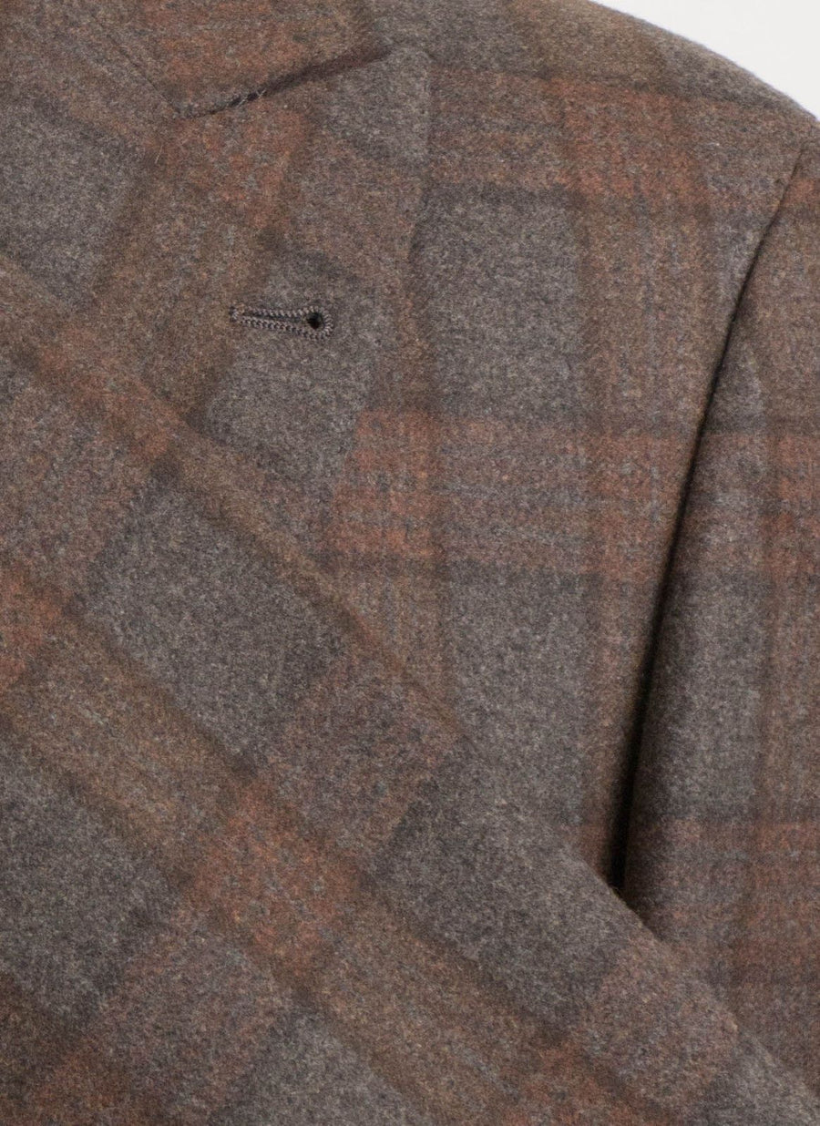 Cashmere Blend Check 3/2 Button Sport Coat - Brown