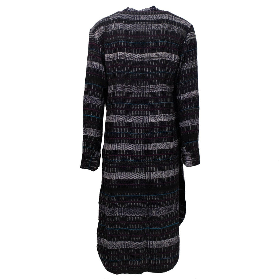 Long Patterned Shirt Dress - Multi