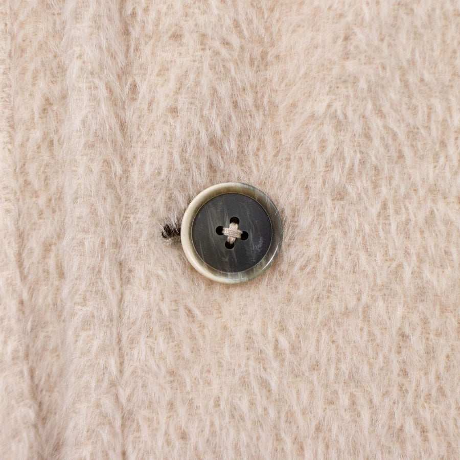 Alpaca Blend Fur Collar Double Breasted Coat - Beige