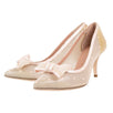 Mesh Polka Dot Bow Pumps - Pale Rose