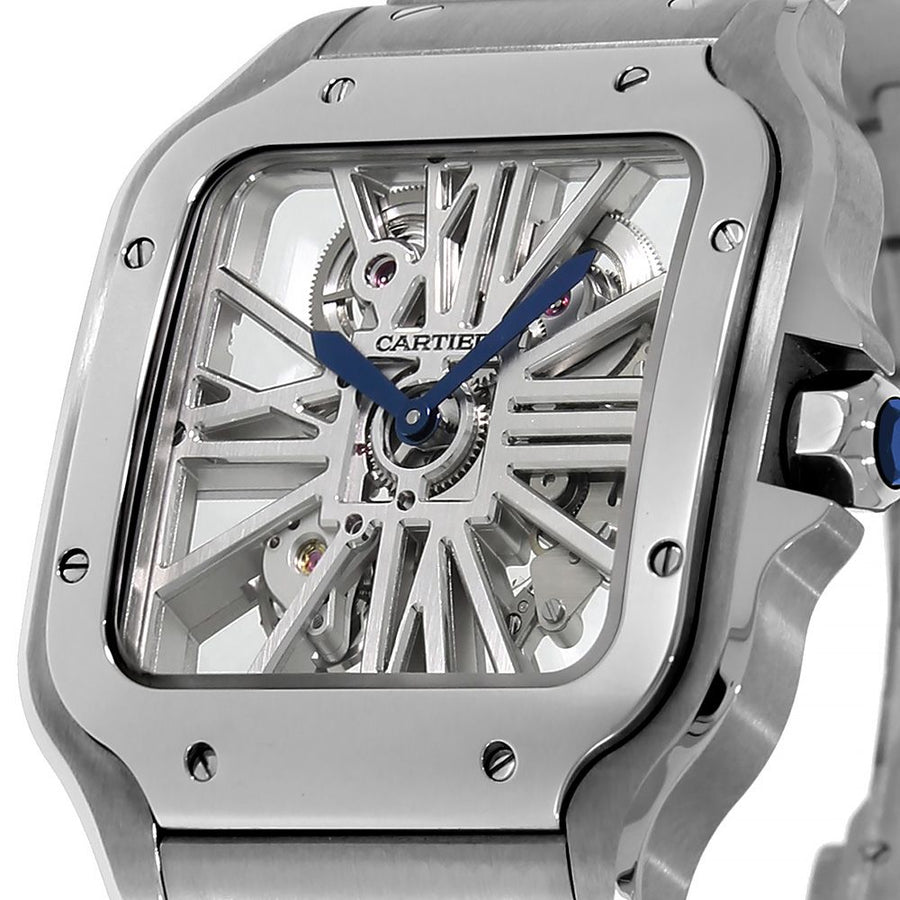 Cartier Santos de Cartier, Steel Skeleton Dial 40MM Watch WHSA0007