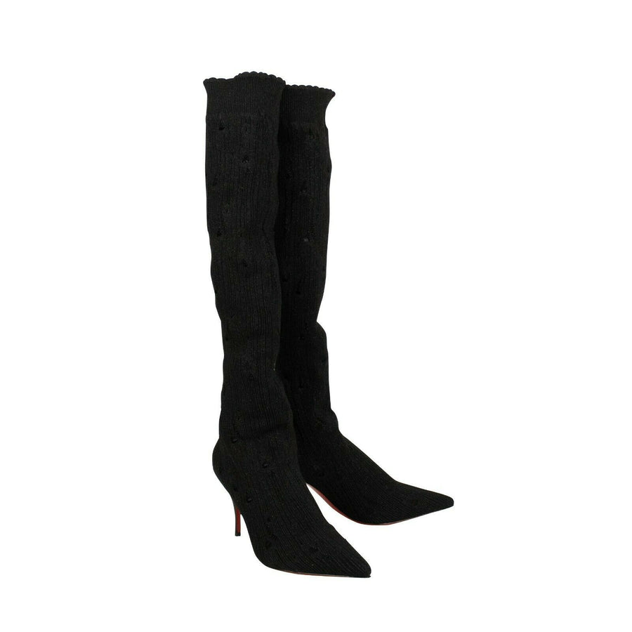 'Sandrine' Stretch Knee Boots - Black