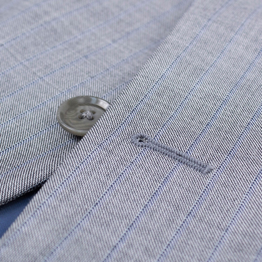 Striped Wool Two Button Suit - Light Gray
