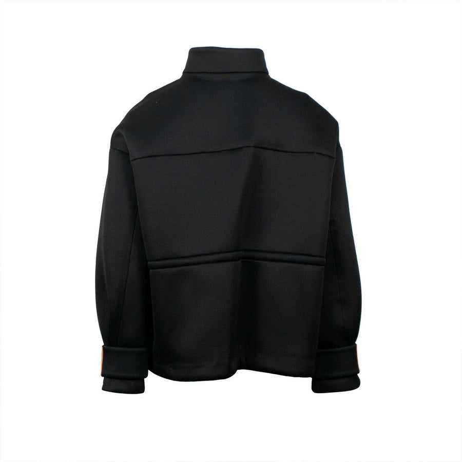 Oversize Scuba Button Front Jacket - Black / Orange