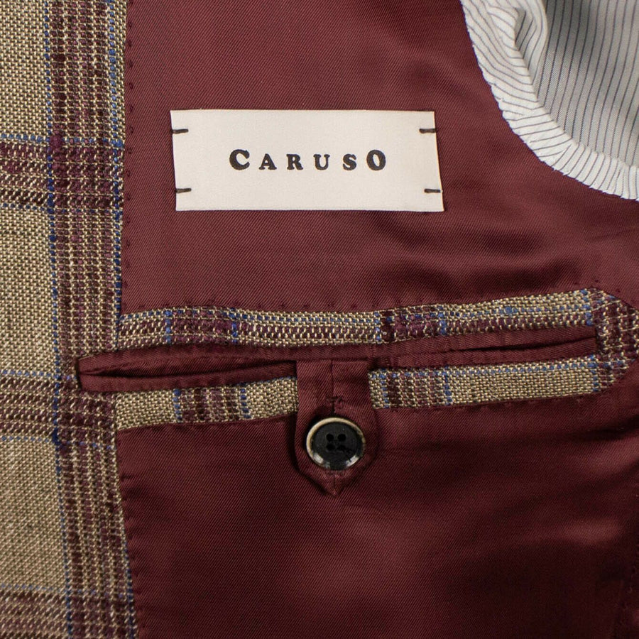 Drop 8 Plaid Silk Blend Two Button Sport Coat - Brown