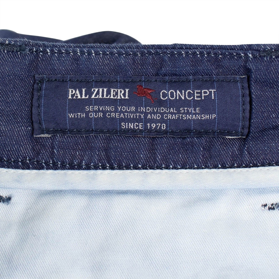 Blue Cotton Blend Dress Pants