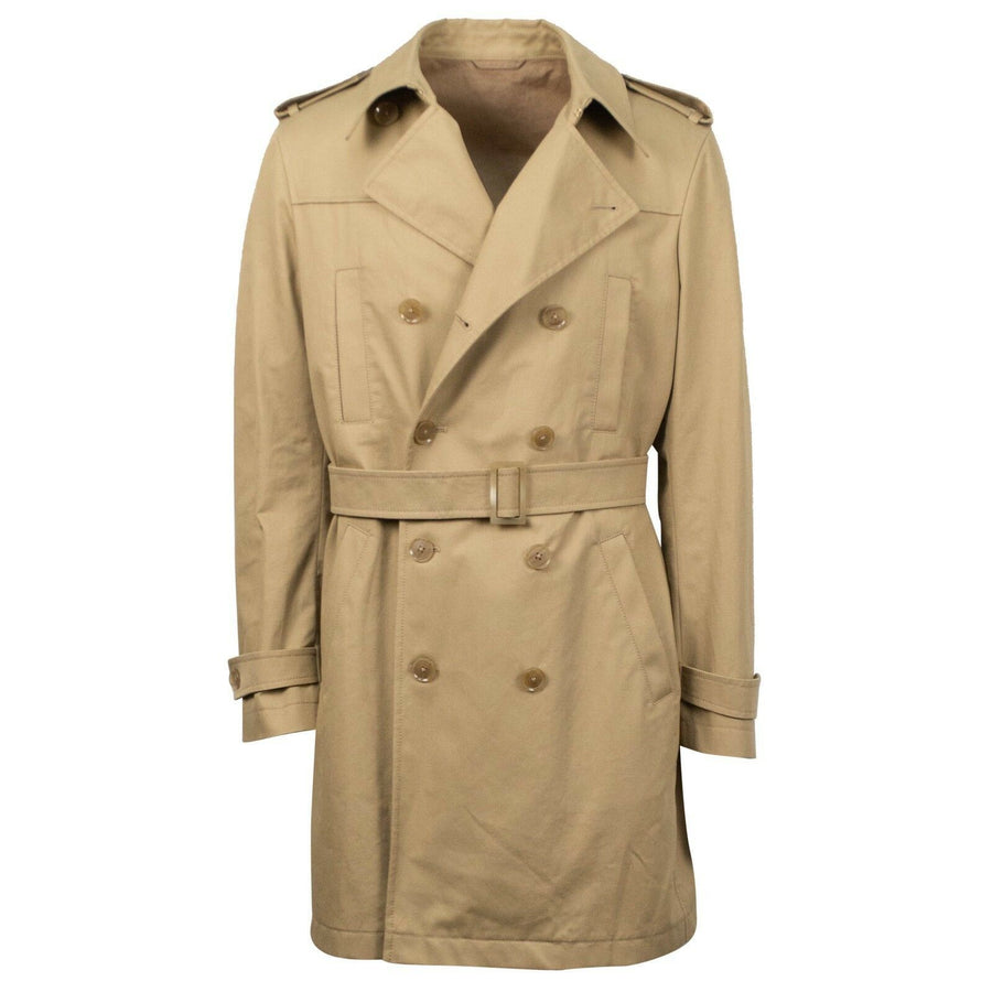 Double Breasted Cotton Trench Coat - Beige