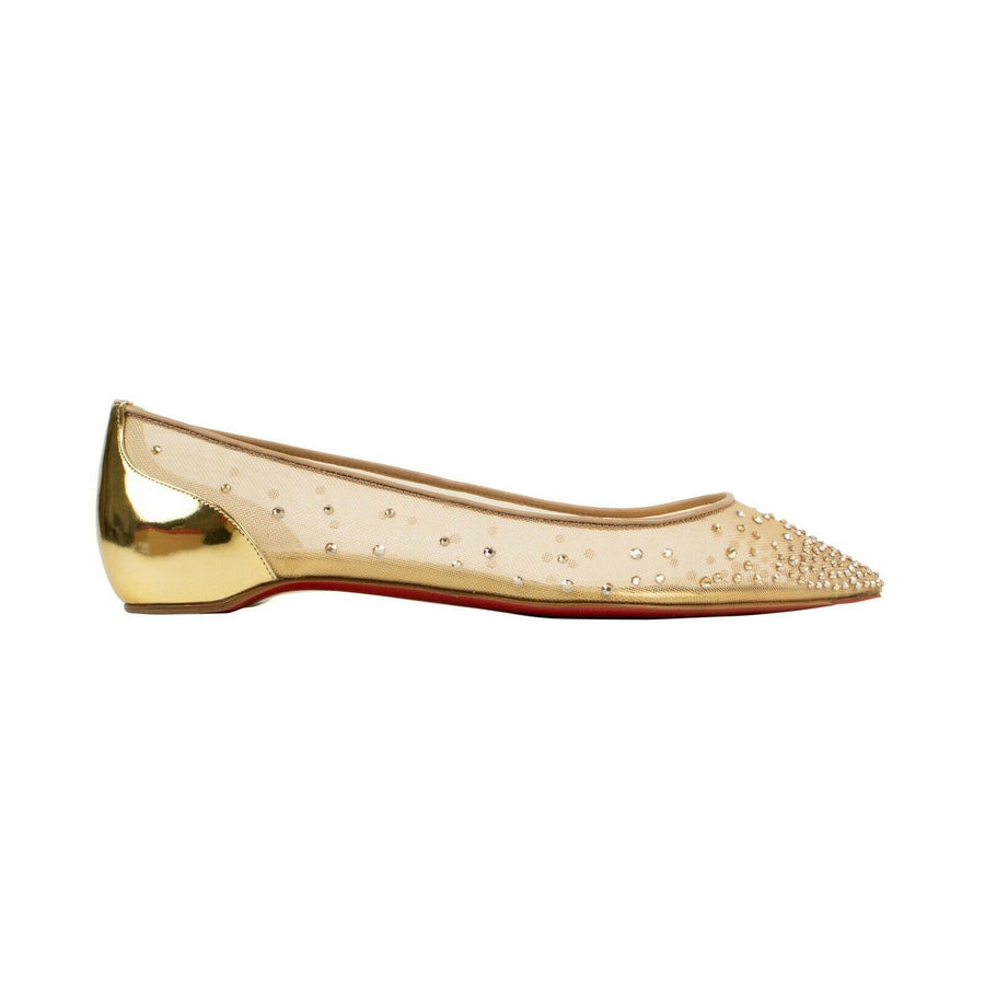 Follies Strass Mesh Flats - Gold